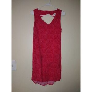 Gap Red Paisley Print Sleeveless V Neck Cutout Back‎ Dress Size S